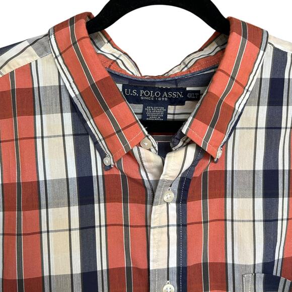 US Polo Assn Men's Plaid Long Sleeve Button Down Size 4XLT - Picture 3 of 5